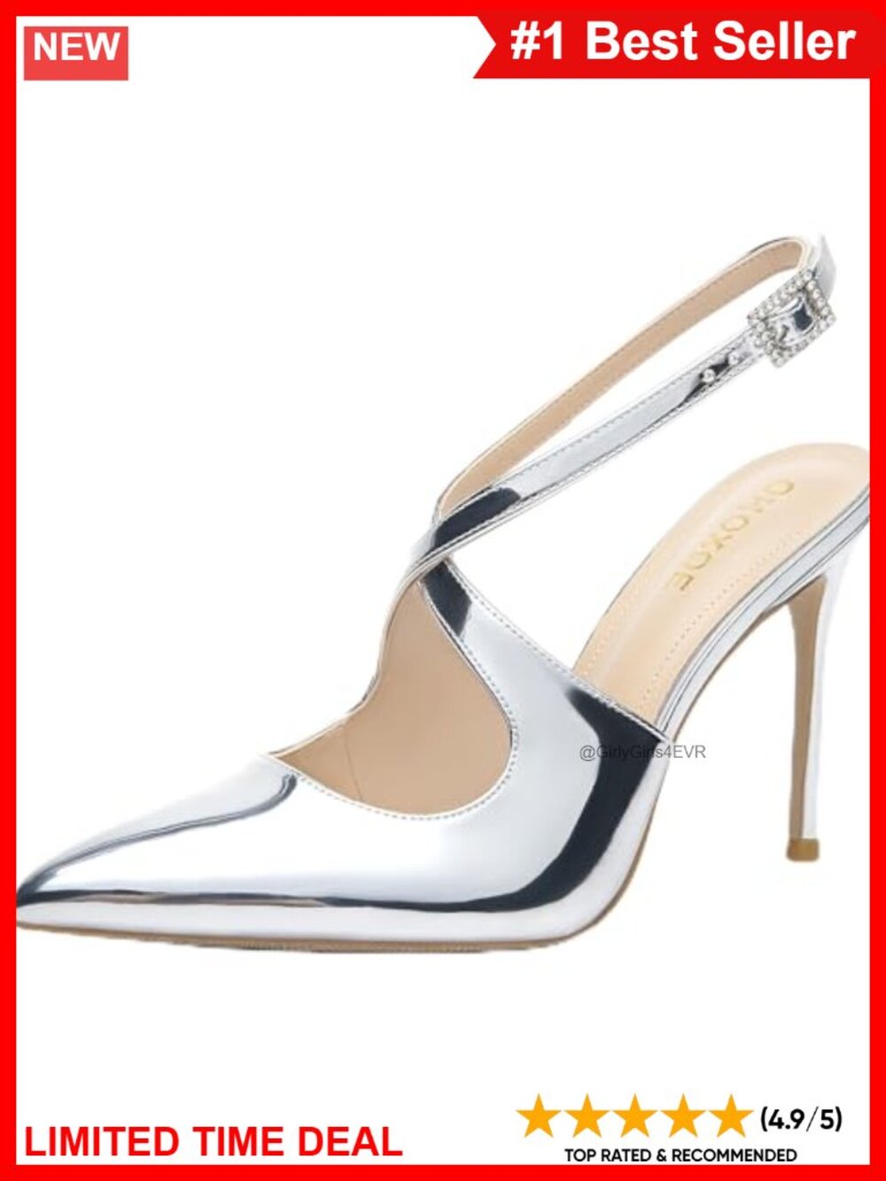 Slingback 4" High Heels Pointed Toe Stiletto Pumps Patent Leather